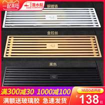 Submarine full copper rectangular floor drain large displacement deodorant toilet shower room long strip official