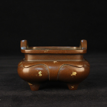 However such as the lifting of the lifting of the four foot floral side of the ancient Xuande stove the gold square stove fragrant smoked incense stove pure bronze incense track supplies for the Buddha