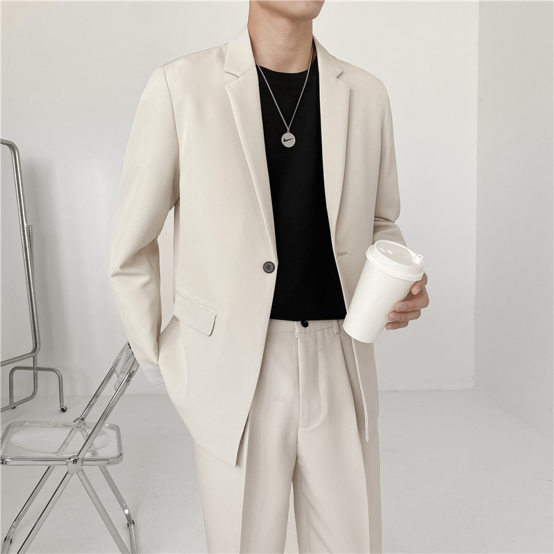 Casual suit men's summer thin section Korean version loose, light and familiar, handsome men's wear a set of fried street small suit jacket tide