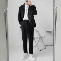 Summer Thin western suit jacket male loose sense light ripened wind casual handsome student suit mens suit with a set
