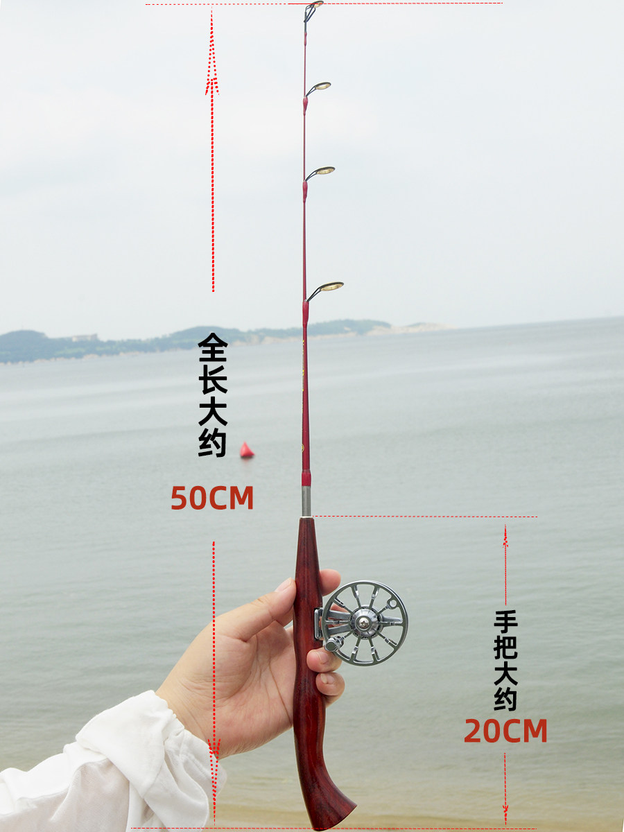Ice удочкой 实木冰钓竿手把全套超短节鱼竿冬钓竿船钓冰钓杆大导眼竿稍 0631