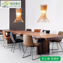 Solid wood table log dining table and chair combination retro cafe long table large board conference table American long table tea table