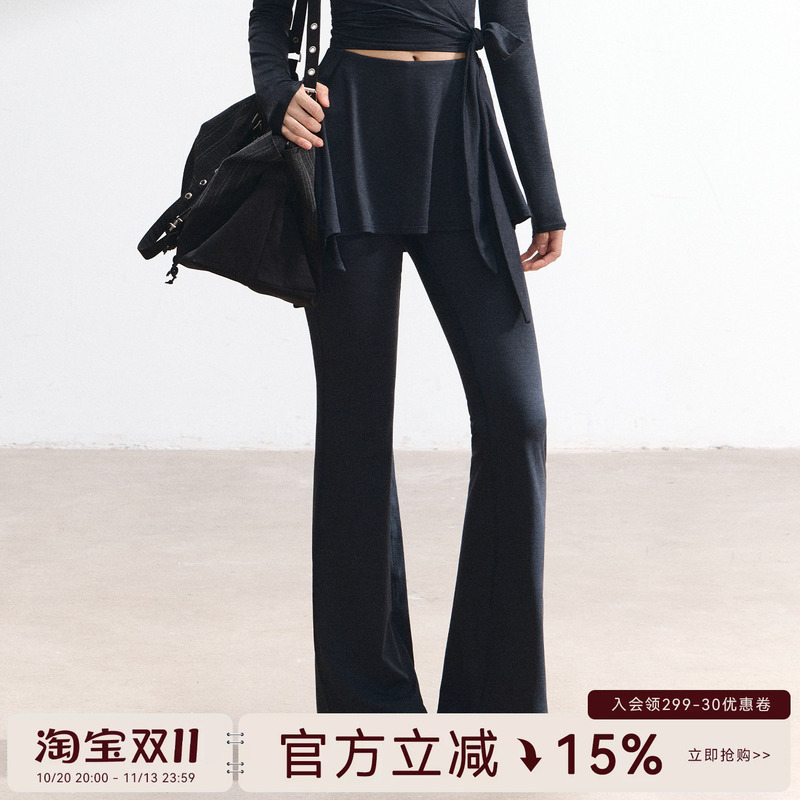 Peach Girl Style Two-In-One Yoga Pants with Hip Coverage, High-Waisted Slimming Fitness Pants Skirt, Professional Training Sports Flared Pants