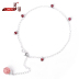 Ling Fei garnet vòng chân nữ Dâu tây pha lê phiên bản Hàn Quốc của chàng sinh viên giản dị Sen hoang dại 925 sterling chân nhẫn đào vòng chân nữ bạc Vòng chân