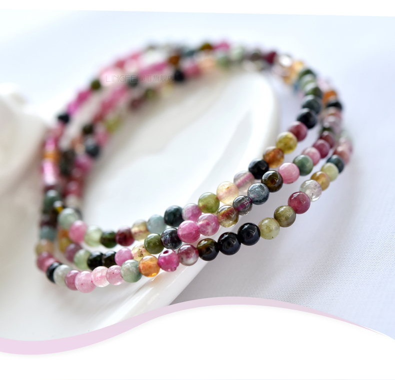 Ling Fei Bixi vòng đeo tay nhiều vòng nữ 4mm vòng tay tourmaline hiệu quả chi phí vòng tay pha lê phúc lợi thứ hai giết vòng tay phong thuỷ
