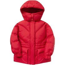 (门店发货)巴拉巴拉女童红色羽绒服冬季童装中大童保暖新年外套