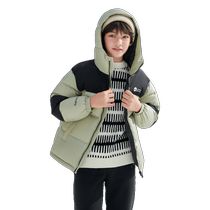 Balabala childrens clothing childrens down jacket boys and girls winter hooded color block coat baby middle and older children fashion trend