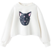 Balabala childrens clothing girls autumn tops childrens sweatshirts medium and large childrens loose two-piece set fashionable and western print