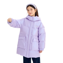 Balabala girls and childrens down jacket 2024 winter new long childrens clothing waist warm thickened jacket trendy