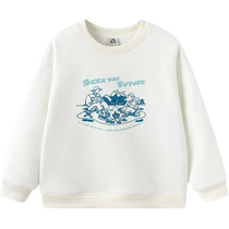 Balabala childrens clothing childrens sweatshirt 2024 autumn and winter fleece warm boys and girls outdoor printed round neck long sleeves