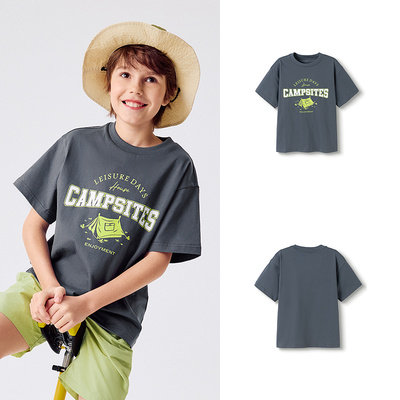 Balabala Short Sleeve Tops Casual Pure Cotton Children's Clothing — 1
