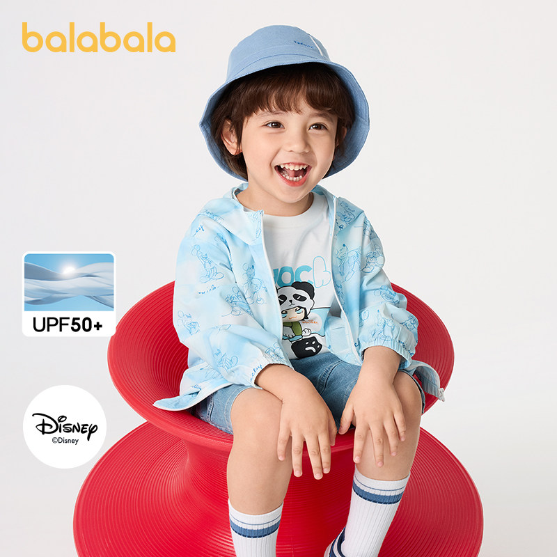ディズニーIP バラバラ子供服、子供用トップス、薄手ジャケット、日焼け防止ベビー服、夏用ファッションフード付き