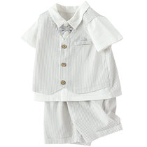 (Same style in the mall) Balabala boys short-sleeved suit baby summer clothes 2024 new two-piece set fashionable