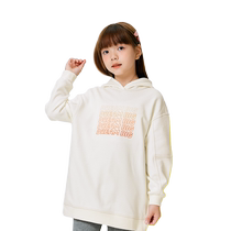 Balabala childrens clothing childrens hooded sweatshirt thickened velvet mid-length autumn and winter sports long-sleeved top for girls