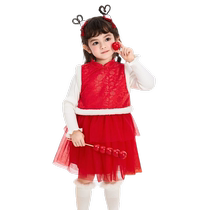 Balabala childrens clothing girls dresses childrens vest skirts spring clothes baby cheongsam fashionable exquisite cute and trendy