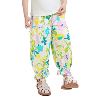 Balabala childrens clothing childrens pants girls trousers 2024 summer thin childrens clothing baby floral anti-mosquito casual pants