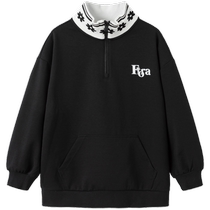 Balabala childrens sweatshirts girls spring and autumn tops for medium and large children jacquard stand-up collar fashionable casual loose