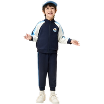 (Same style in the mall) Balabala Boys Long Sleeve Suit 2024 New Spring Clothes Contrast Color Sportswear Campus Trend