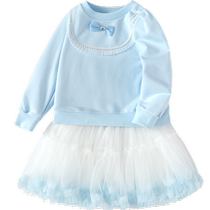 (Same style in the mall) Balabala childrens clothing girls suit two-piece set 2024 new autumn clothing childrens clothing gauze skirt