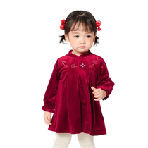 Balabala childrens clothing baby one-year-old dress girl princess dress childrens skirt baby dress new Chinese style cute