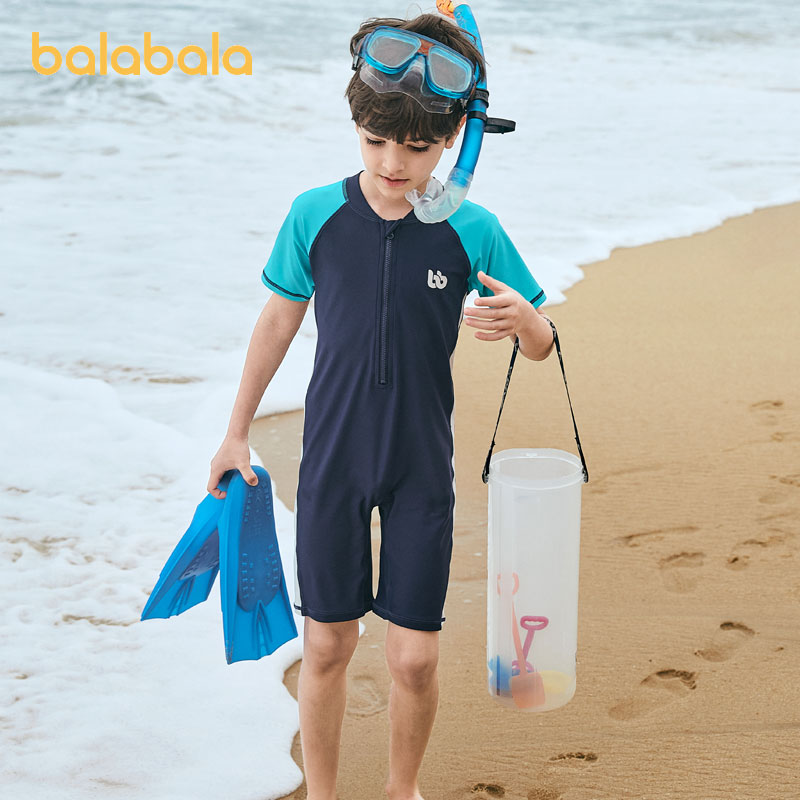 Barabala boy swimsuit children's swimsuit set male older child baby swim cap two-piece fashion trend