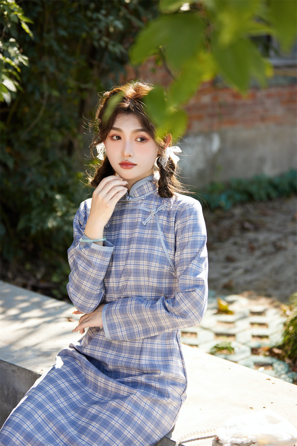 ブルーチェックチャイナ風ワンピース / Oshicoco紹介商品 / 推し活