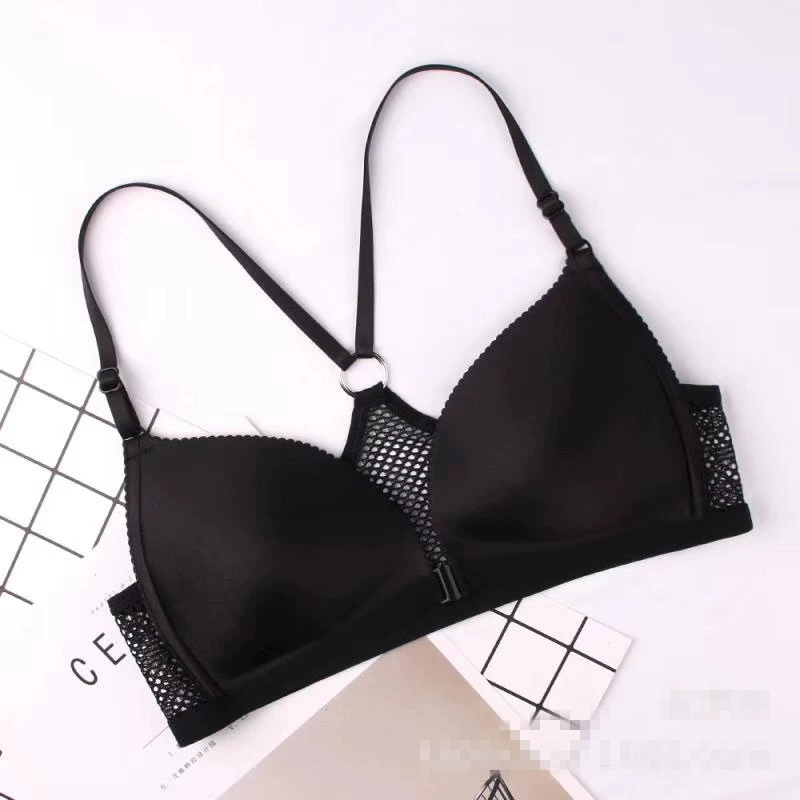 Tam giác cup treo cổ vòng đai mỏng không có vòng thép bra bikini vẻ đẹp backless đồ lót bơi viền