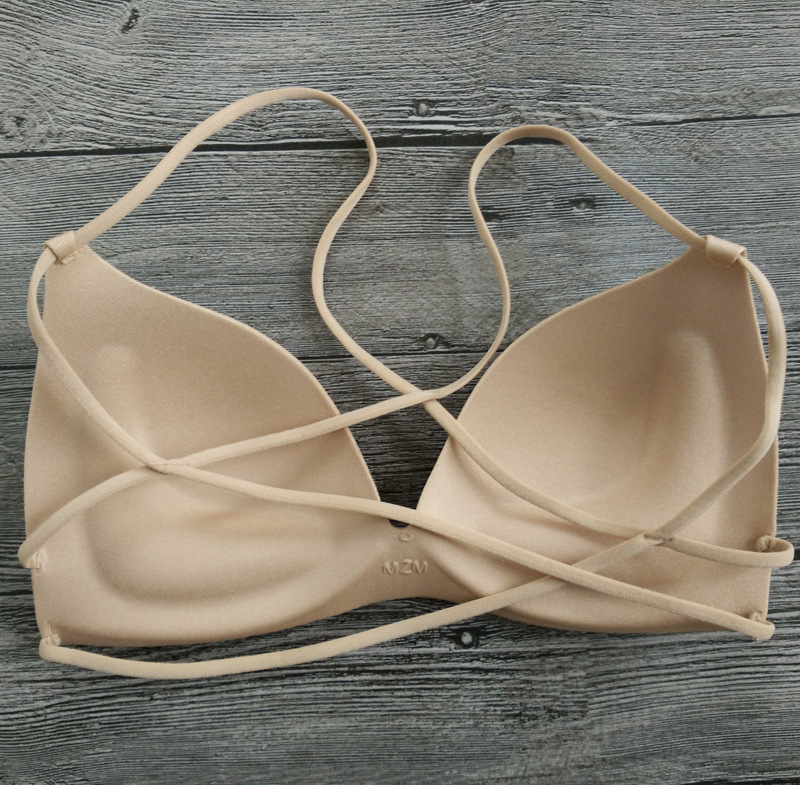 Ban nhạc tam giác mỏng cup mềm cup không có vòng thép chéo tay chạm bikini làm đẹp đồ lót backless áo ngực hở lưng