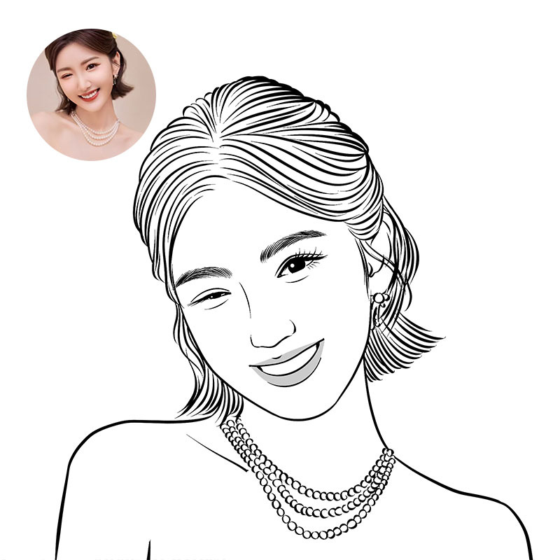 Hand-Drawn Avatar Simple Sketch Black and White Line Tattoo Logo Design Photo Converted to Hand-Drawn Illustration Design Photo