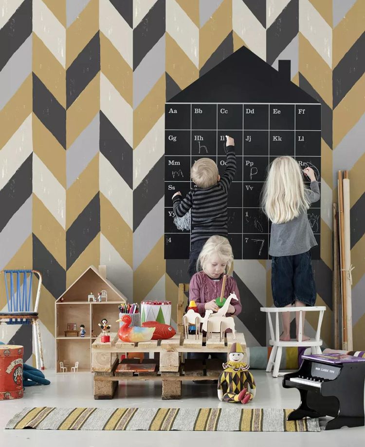 Aigia unwoven fabric Nordic minimalist modern graphemy wide striped wallpaper Children's bedroom background wall wallpaper