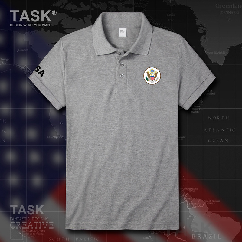 Thể thao TASK USA USA nam Lập Polo Shirt quốc gia Đội bóng ngắn tay áo T-Shirt