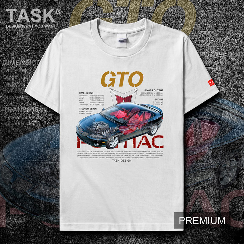 Mỹ xe thể thao xe cơ bắp xe TASK Pontiac GTO cao-powered ngắn tay áo thun nam và mùa hè áo khoác phụ nữ