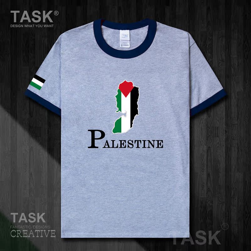 TASK Palestine Quốc Bản đồ bông ngắn SleeveT T-Shirt Phong trào nam và nữ Tops Tide 50