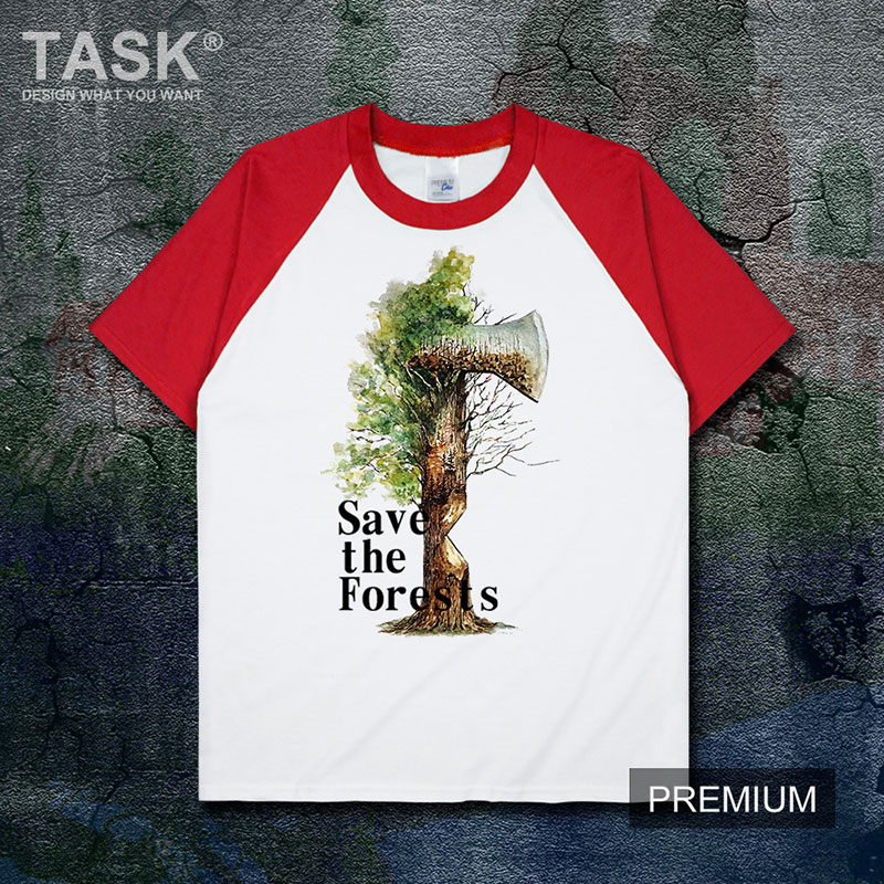 TASK Bảo vệ Trái đất rừng Công Lãi Savethe bông rừng ngắn sleeveprint t-shirt của nam giới và phụ nữ phù hợp với 02