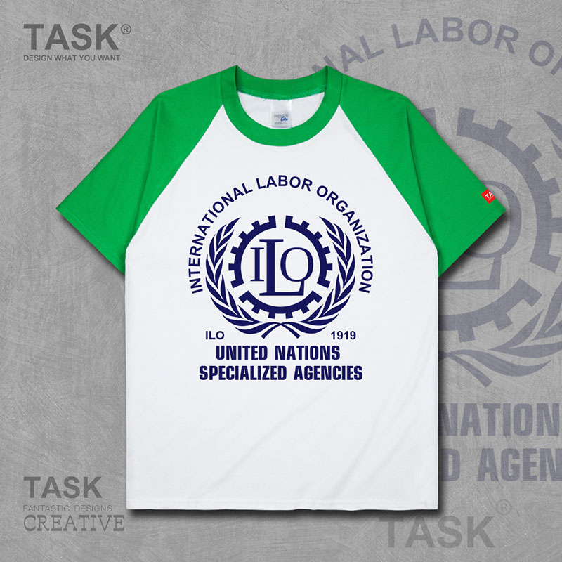 NHIỆM VỤ LIÊN HIỆP QUỐC TẾ LAO ĐỘNG TỔ CHỨC ILO LOGO ngắn tay thun thể thao cho nam và nữ bông T-shirt