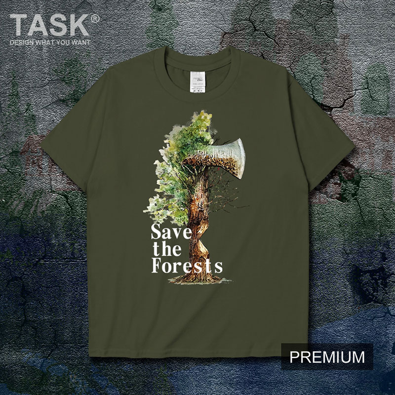 TASK Bảo vệ Trái đất rừng Công Lãi Savethe bông rừng ngắn sleeveprint t-shirt của nam giới và phụ nữ phù hợp với 02