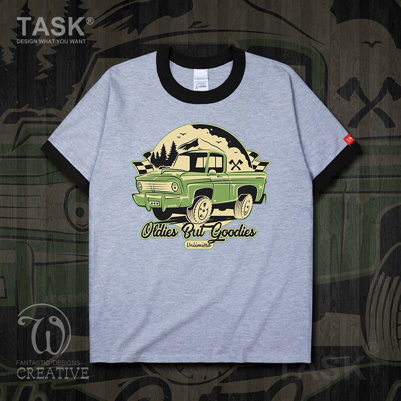 Minh họa TASK cổ điển Xe tải Vintage Nostalgic Classic Car Student Short-Sleeve T-Shirt nam và nữ Loose R-A áo 03-0007