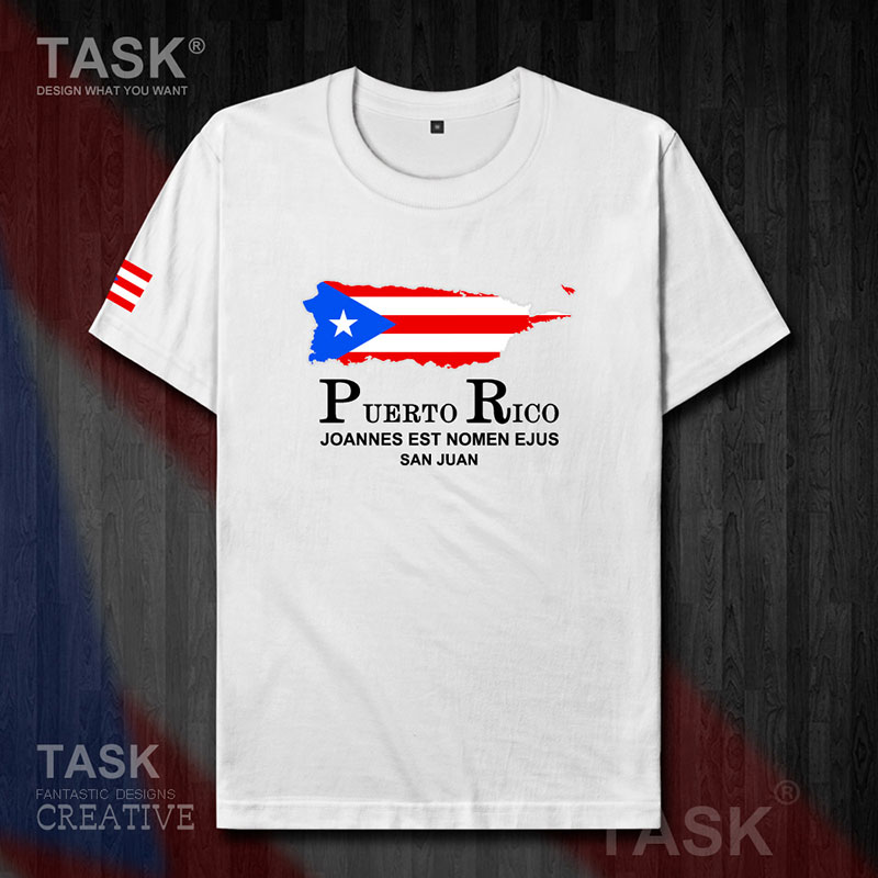 TASK Puerto Rico Puerto Rico Rico Quốc Bản đồ bông ngắn tay áo thun nam và nữ thể thao Lên trên Siapp 50