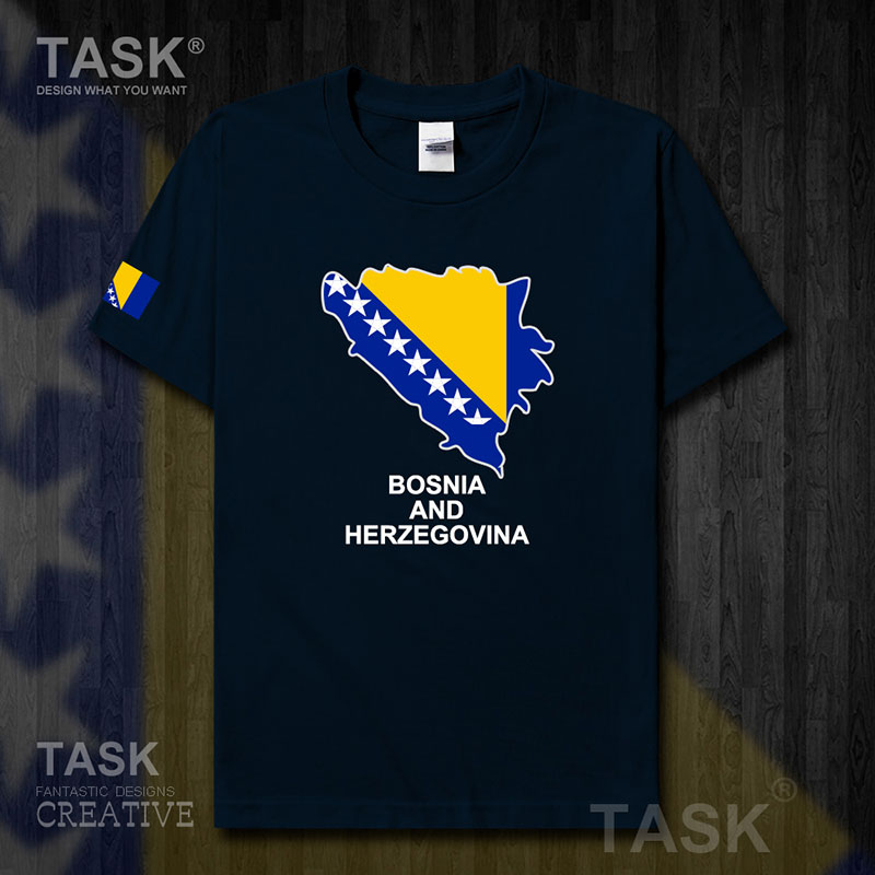 TASK Bosnia và Herzegovina và Herzegovina Quốc Bản đồ bông ngắn tay áo thun quần áo nam và nữ 50