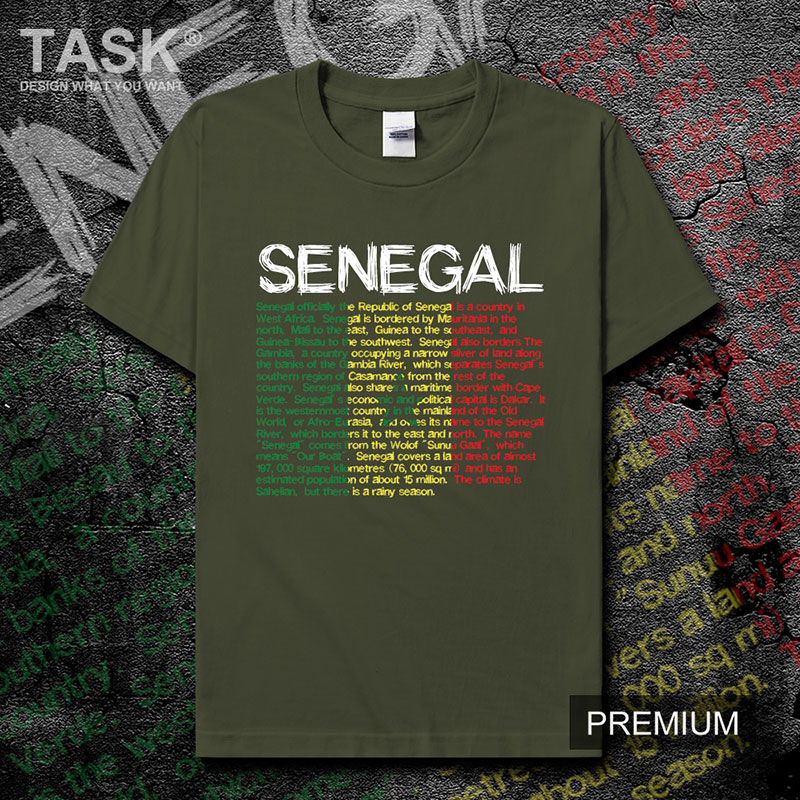 TASK Senegal in ngắn tay bông đội tuyển quốc gia mặc bóng đá bình thường mùa hè áo thun nam và nữ