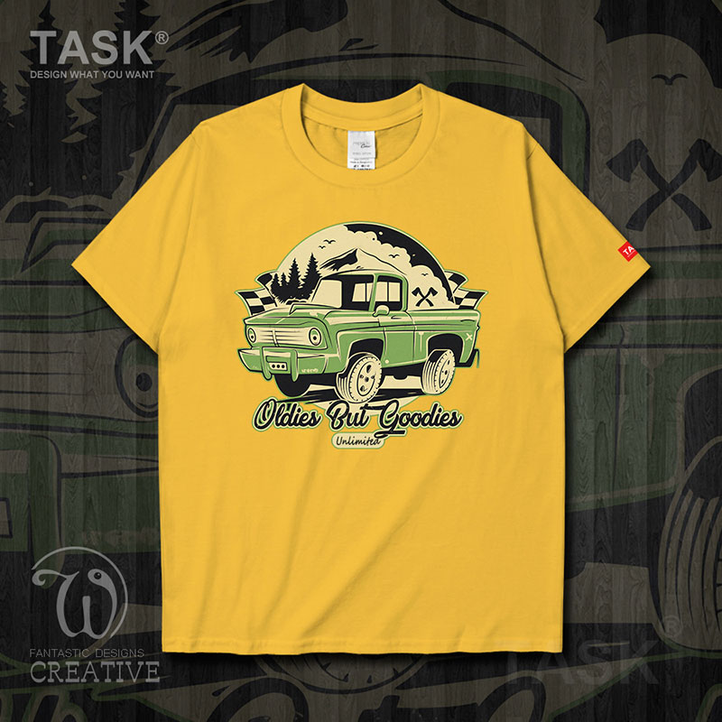 Minh họa TASK cổ điển Xe tải Vintage Nostalgic Classic Car Student Short-Sleeve T-Shirt nam và nữ Loose R-A áo 03-0007