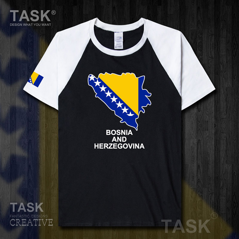 TASK Bosnia và Herzegovina và Herzegovina Quốc Bản đồ bông ngắn tay áo thun quần áo nam và nữ 50