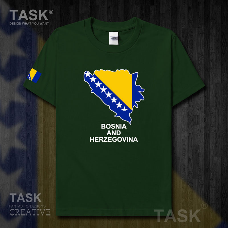 TASK Bosnia và Herzegovina và Herzegovina Quốc Bản đồ bông ngắn tay áo thun quần áo nam và nữ 50