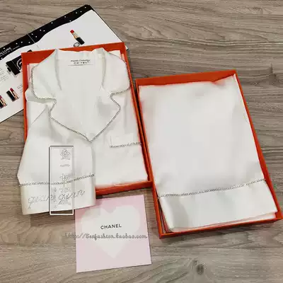 Customized 30MB 100% mulberry silk white long sleeve set Silk women's pajamas high end home wear