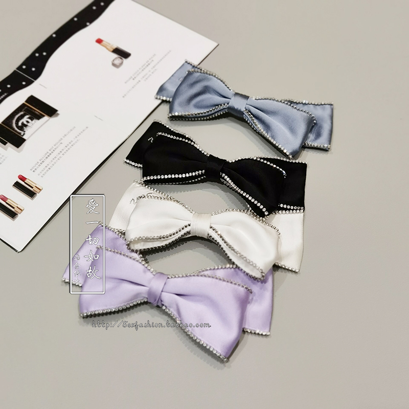 High-end custom hairpin silk 100% mulberry silk rhinestone name hairpin female