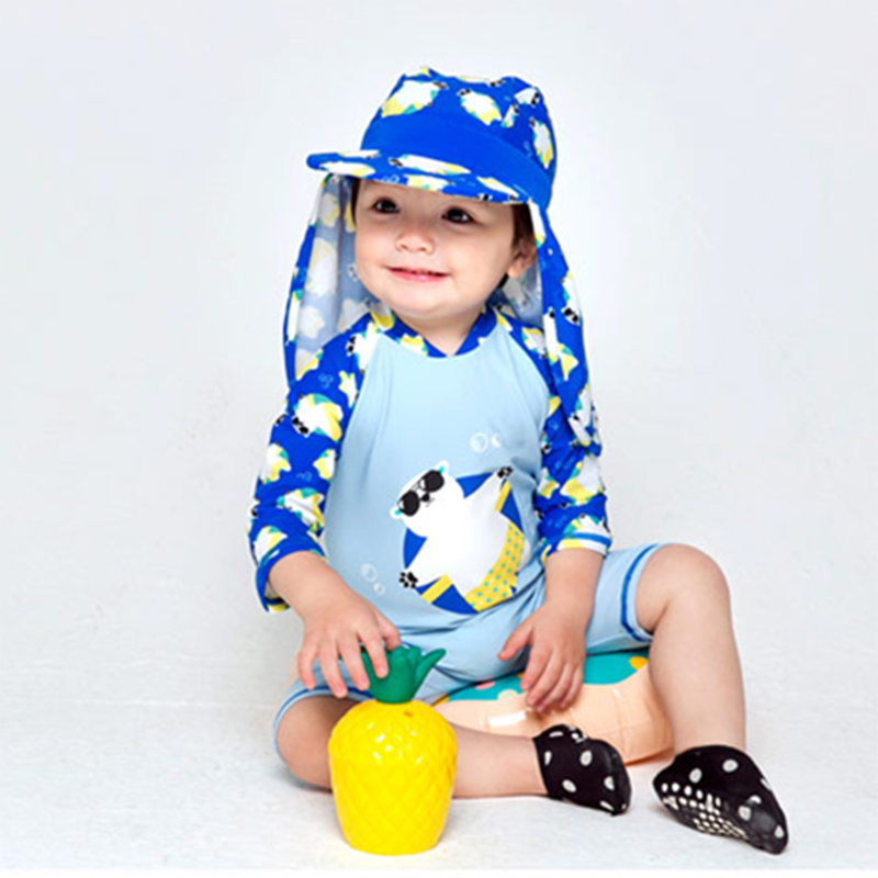 Male baby blue boy sunscreen for male and female children Even fit 3-year-4 5-year 5 old 6-year-old swimsuit Cute Bubble Spa Swimsuit