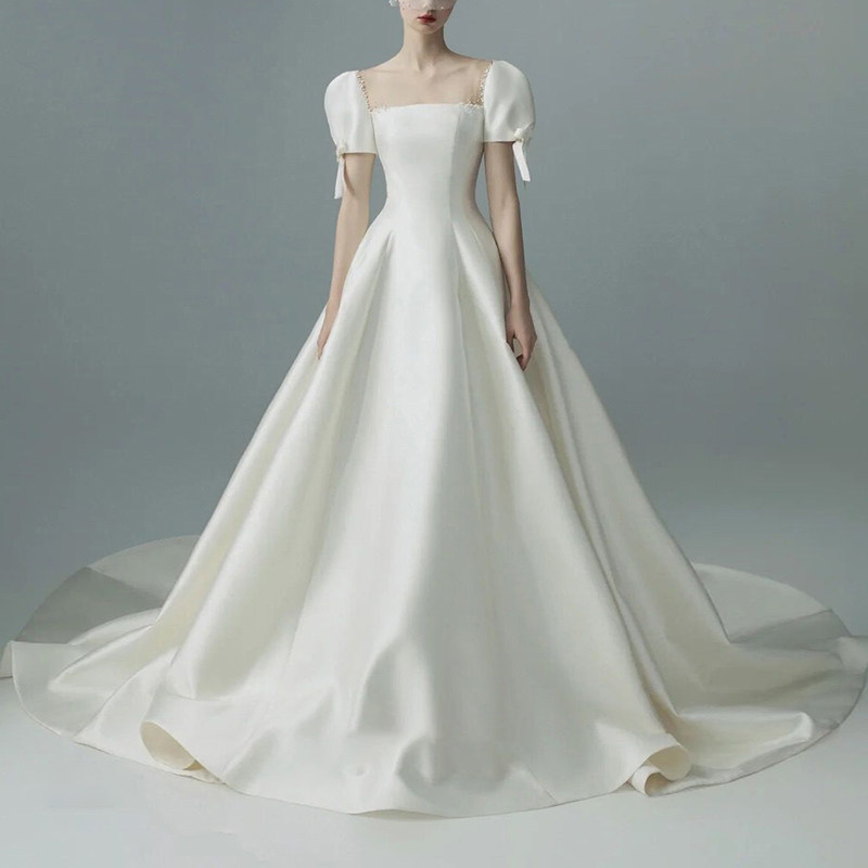 Travel Princess Windly Wedding Bride Temperance White Sensin Super Fairy Satin Light Luxury Outdoor Drag