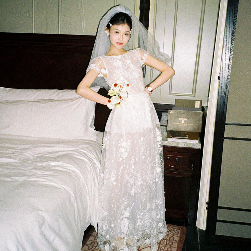 Light Wedding Dress, Stunning Engagement Dress, Lace White Dress for Women, High-End Light Luxury, Niche Banquet Style, Fairy-Like Elegance Light Wedding Dress, Stunning Engagement Dress, Lace White Dress for Women, High-End Light Luxury, Niche Banquet Style, Fairy-Like Elegance