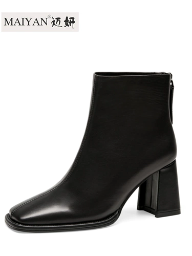 迈妍 Туфли на высоком каблуке, короткие сапоги на платформе, из натуральной кожи, подходит для подростков