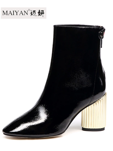 迈妍 Туфли на высоком каблуке, короткие сапоги на платформе, из натуральной кожи, подходит для подростков